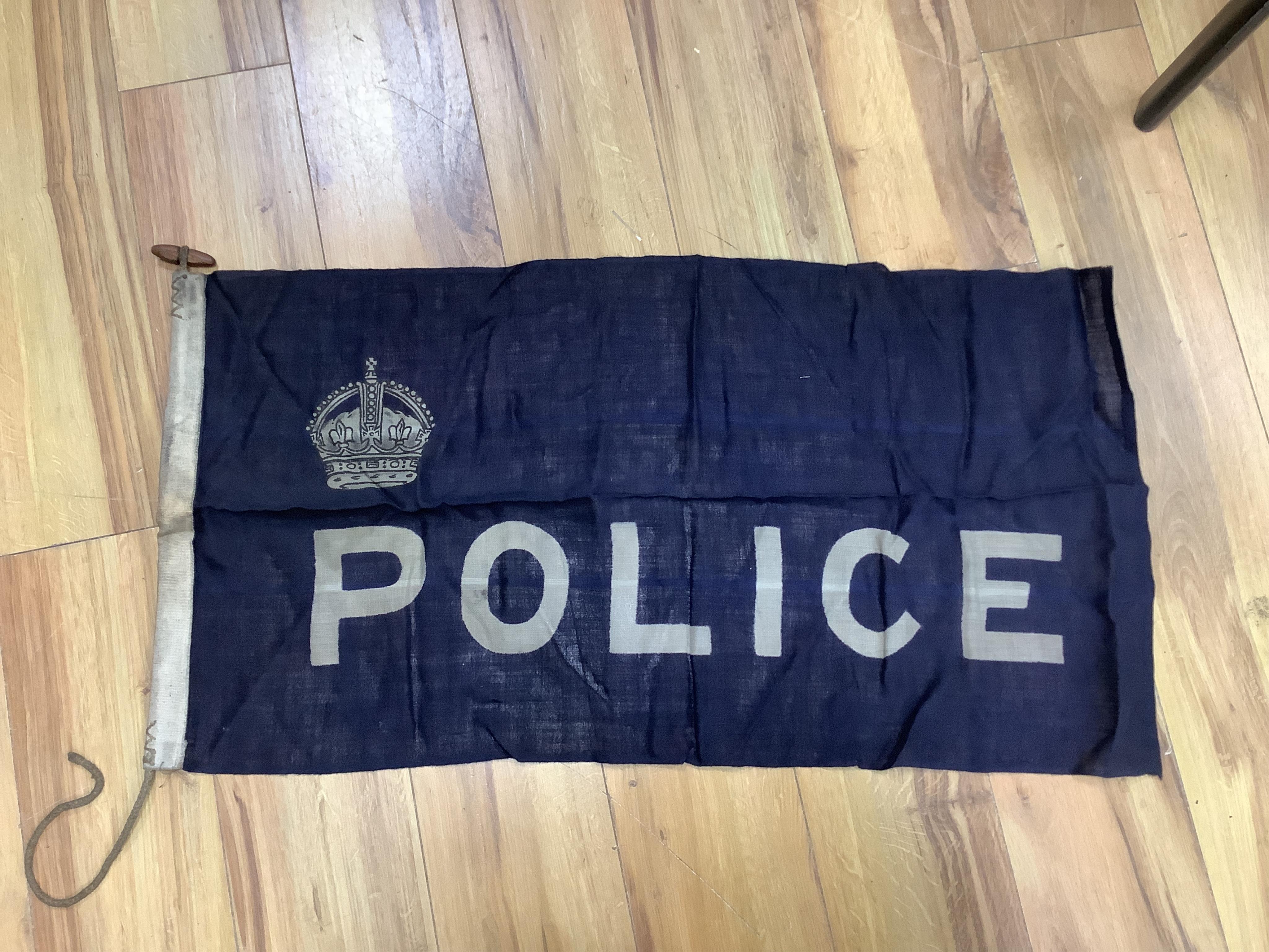 A group of mid 20th century British naval pennants and flags including River Police. Condition - varies